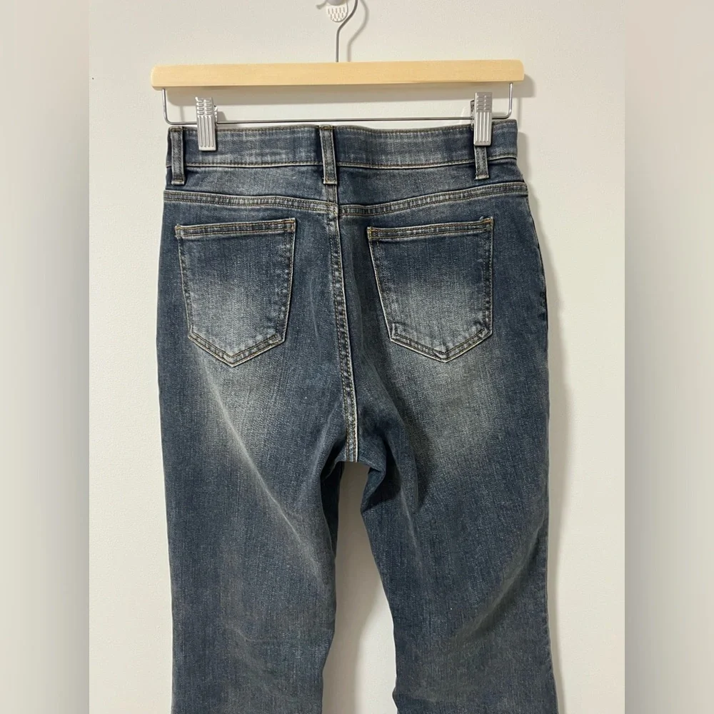SPAO Y2K Bootleg Faded Blue Wide Leg Flare Jeans Korean Fashion - Picture 13 of 13